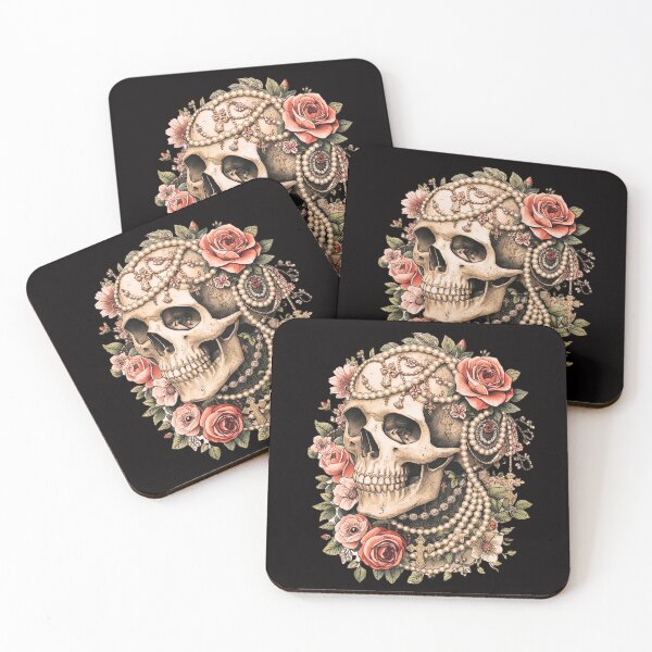 Item preview, Feminine Floral Skull T-Shirt – Pearl, Cross & Gothic Flower Skull Art designed and sold by SKULLARTISTRY.