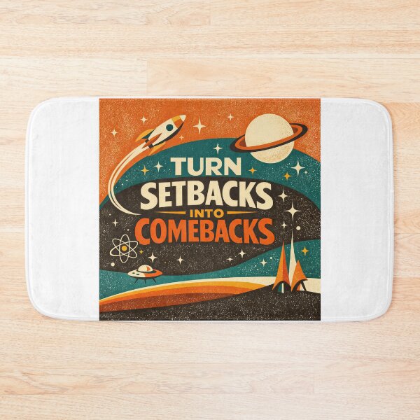 Item preview, Turn Setbacks Into Comebacks – Retro Space Motivation designed and sold by ForeverPrintsOK.