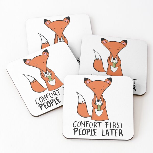 Item preview, Comfort First, People Later Funny Introvert Fox Drinking Matcha designed and sold by DesignFreakArt.