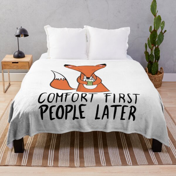 Item preview, Comfort First, People Later Funny Introvert Fox Drinking Matcha designed and sold by DesignFreakArt.