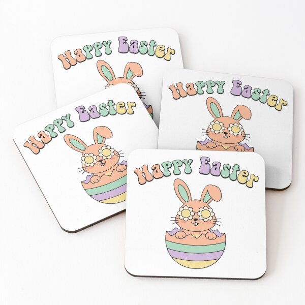 Item preview, Retro Groovy Happy Easter Bunny with Flower Glasses designed and sold by KERK Art and Design.