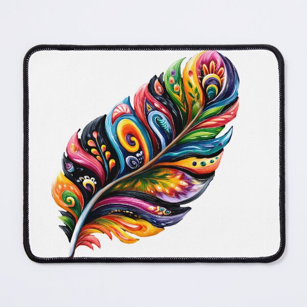Item preview, Psychedelic Rainbow Feather Art - Vibrant Neon Surreal Print designed and sold by DesignArtist.ia.