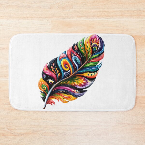 Item preview, Psychedelic Rainbow Feather Art - Vibrant Neon Surreal Print designed and sold by DesignArtist.ia.