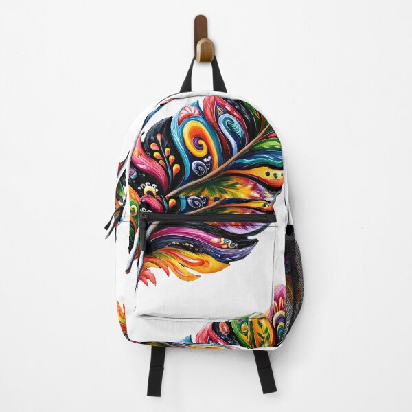 Item preview, Psychedelic Rainbow Feather Art - Vibrant Neon Surreal Print designed and sold by DesignArtist.ia.