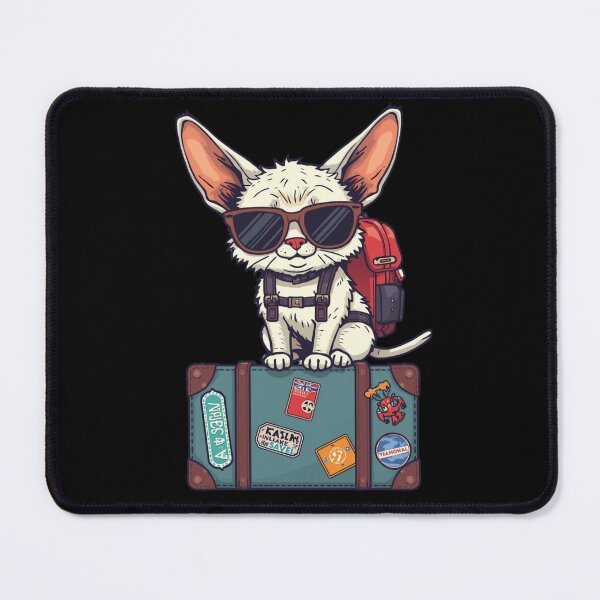 Item preview, Funny Devon Rex Travel Cat T-Shirt – Cute Adventure Cat with Backpack designed and sold by Lamagift.