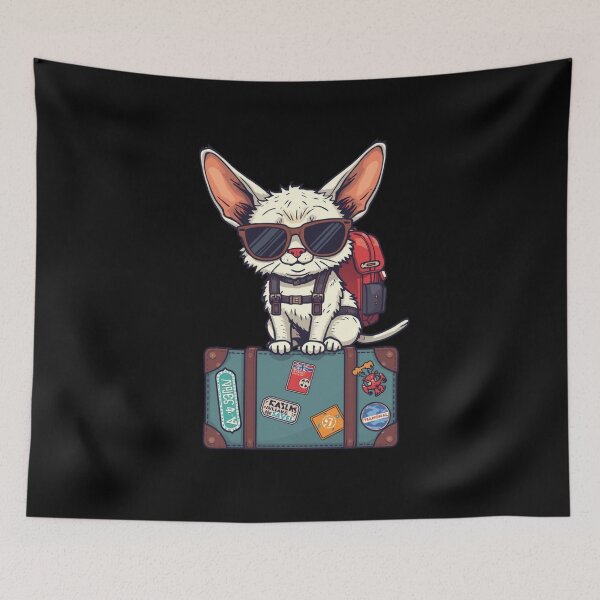 Item preview, Funny Devon Rex Travel Cat T-Shirt – Cute Adventure Cat with Backpack designed and sold by Lamagift.