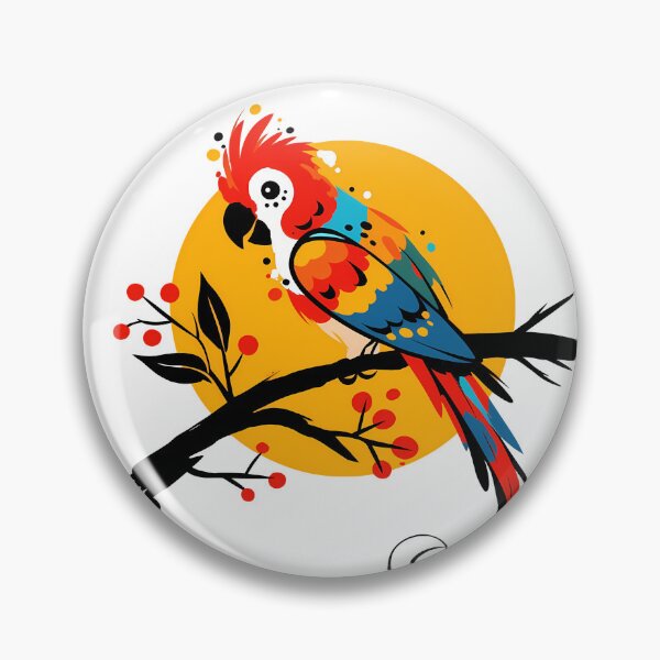Item preview, Colorful Macaw Parrot Sunset Folk Art - Vibrant Tropical Bird Print designed and sold by DesignArtist.ia.