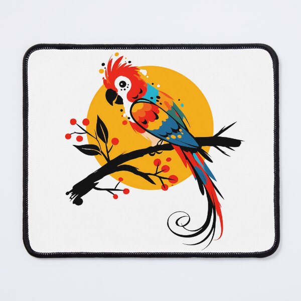 Item preview, Colorful Macaw Parrot Sunset Folk Art - Vibrant Tropical Bird Print designed and sold by DesignArtist.ia.
