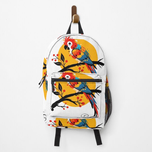 Item preview, Colorful Macaw Parrot Sunset Folk Art - Vibrant Tropical Bird Print designed and sold by DesignArtist.ia.