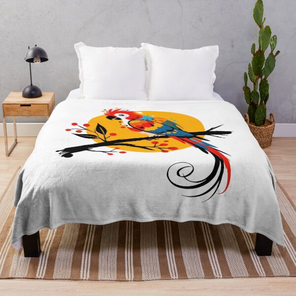 Item preview, Colorful Macaw Parrot Sunset Folk Art - Vibrant Tropical Bird Print designed and sold by DesignArtist.ia.