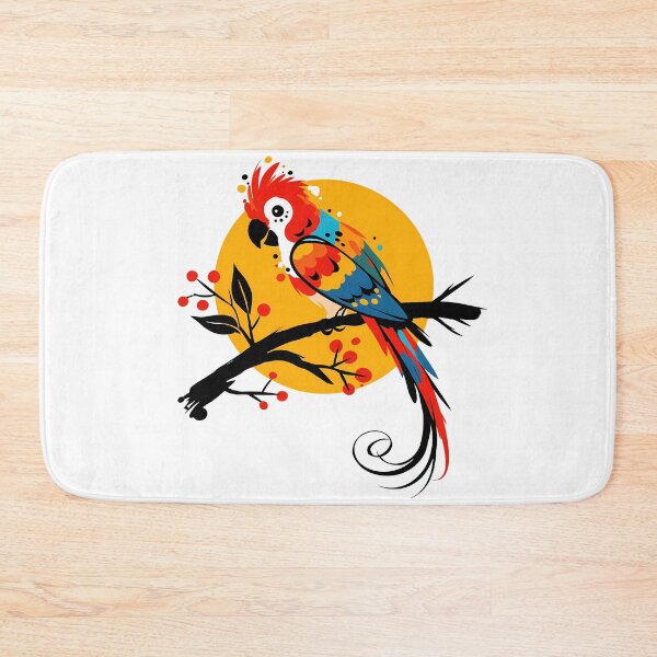 Item preview, Colorful Macaw Parrot Sunset Folk Art - Vibrant Tropical Bird Print designed and sold by DesignArtist.ia.