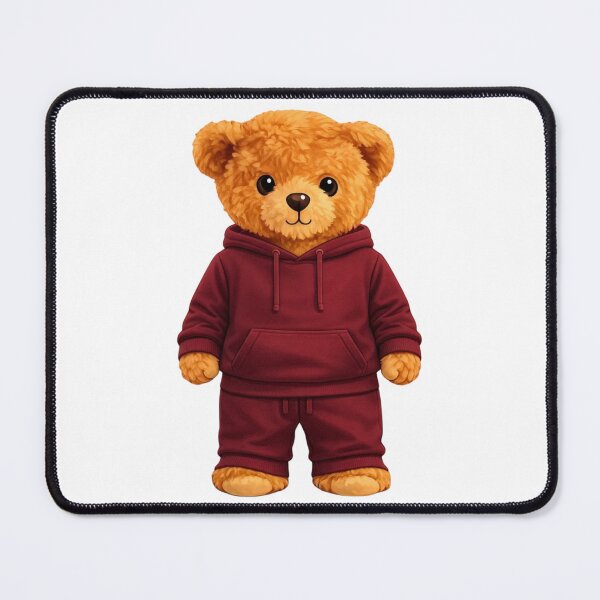 Item preview, Cute Teddy Bear in Burgundy Hoodie - Cozy Streetwear & Athleisure ? designed and sold by CuteBear87.