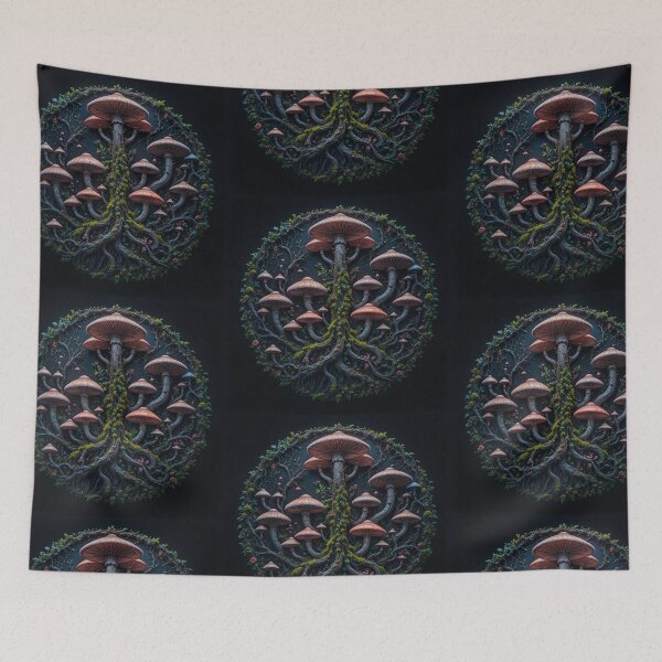 Item preview, Enchanted Mushroom Circle | Gothic Botanical Forest Art designed and sold by TheCleverSkull.