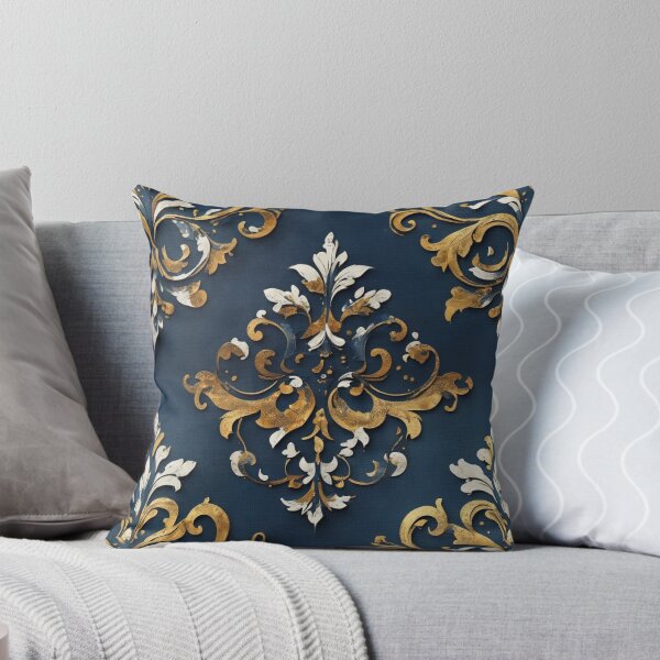 Item preview, Blue, Gold & White Tattered Damask designed and sold by DesignsByPrnces.