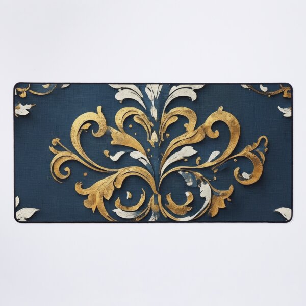 Item preview, Blue, Gold & White Tattered Damask designed and sold by DesignsByPrnces.