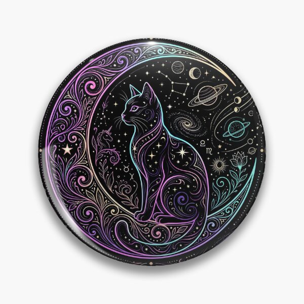 Item preview, Celestial Cosmic Cat and Mystical Moon designed and sold by ViviArtix.