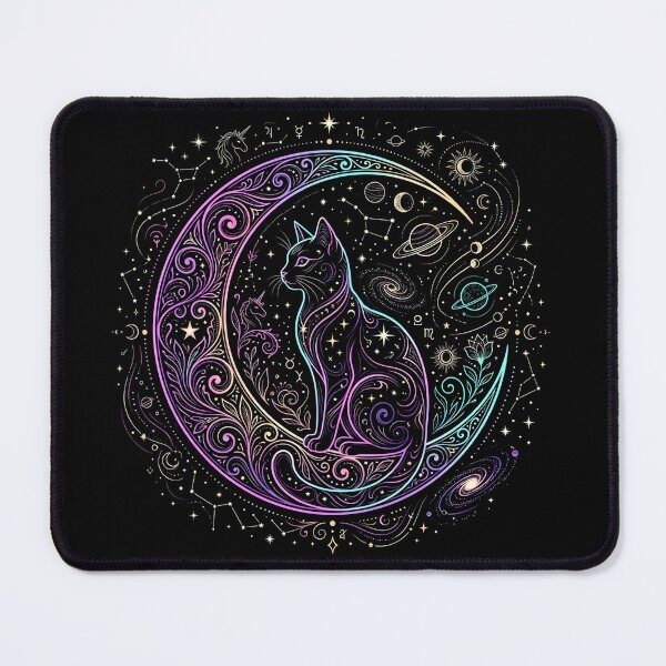Item preview, Celestial Cosmic Cat and Mystical Moon designed and sold by ViviArtix.
