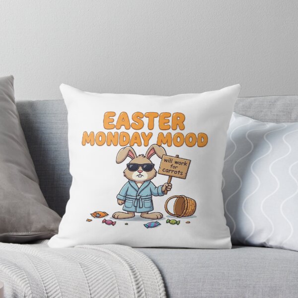 Item preview, Easter Monday Mood - Funny Grumpy Bunny in Bathrobe designed and sold by KERK Art and Design.