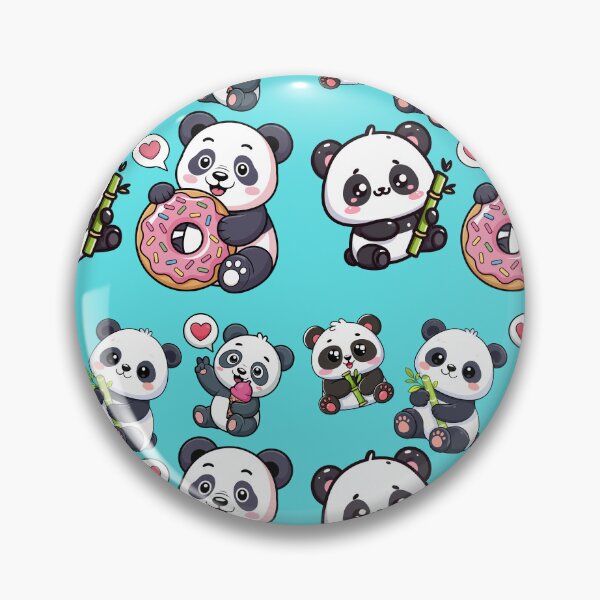 Item preview, Cute Panda Pattern – Kawaii Panda with Donut, Bamboo & Hearts designed and sold by Bawek85Designs.