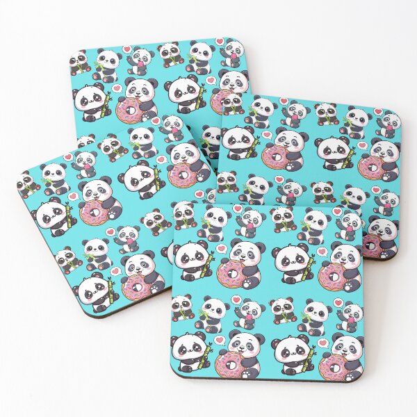 Item preview, Cute Panda Pattern – Kawaii Panda with Donut, Bamboo & Hearts designed and sold by Bawek85Designs.