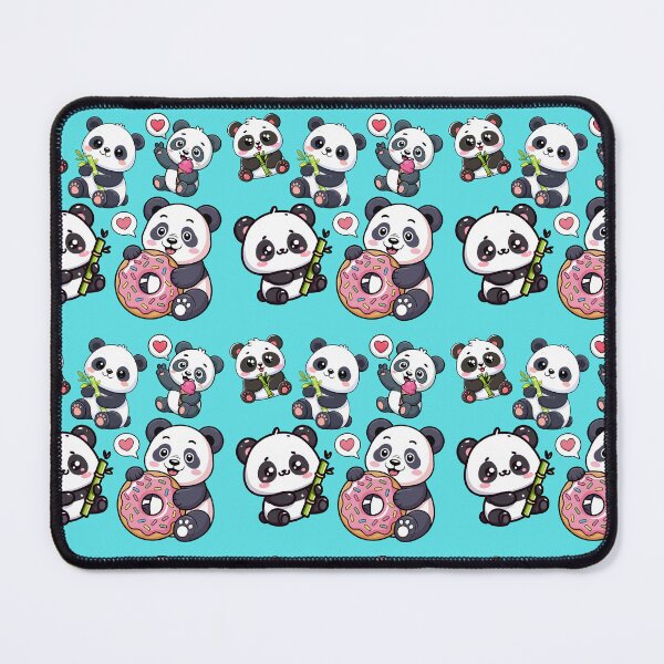 Item preview, Cute Panda Pattern – Kawaii Panda with Donut, Bamboo & Hearts designed and sold by Bawek85Designs.