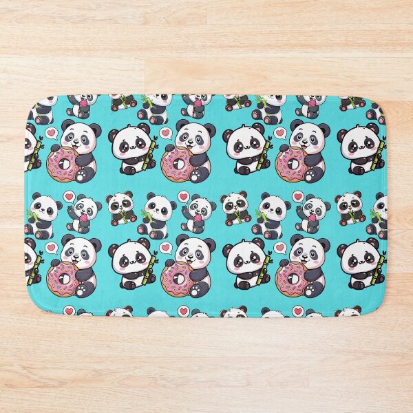 Item preview, Cute Panda Pattern – Kawaii Panda with Donut, Bamboo & Hearts designed and sold by Bawek85Designs.