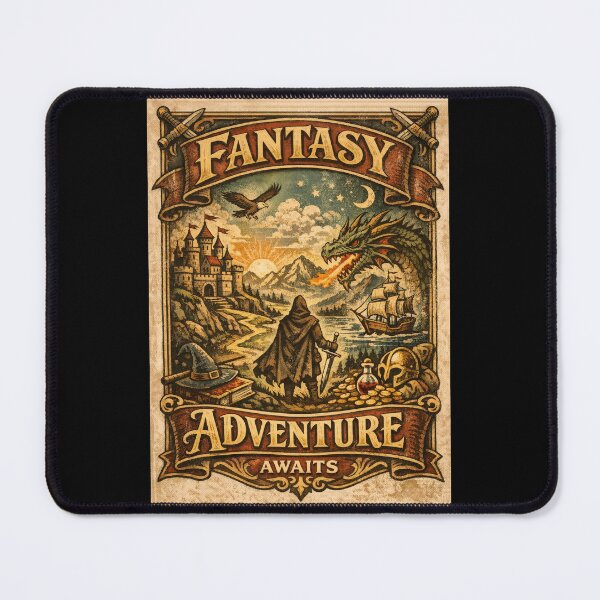 Item preview, Epic Fantasy Quest – Dragon, Castle & Adventurer Illustration designed and sold by dragonmotor7.