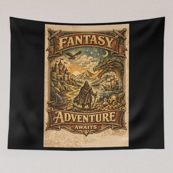 Item preview, Epic Fantasy Quest – Dragon, Castle & Adventurer Illustration designed and sold by dragonmotor7.