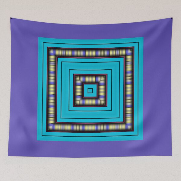 Item preview, Symmetrical abstract geometric design with layered turquoise square frames designed and sold by ScreenPin.