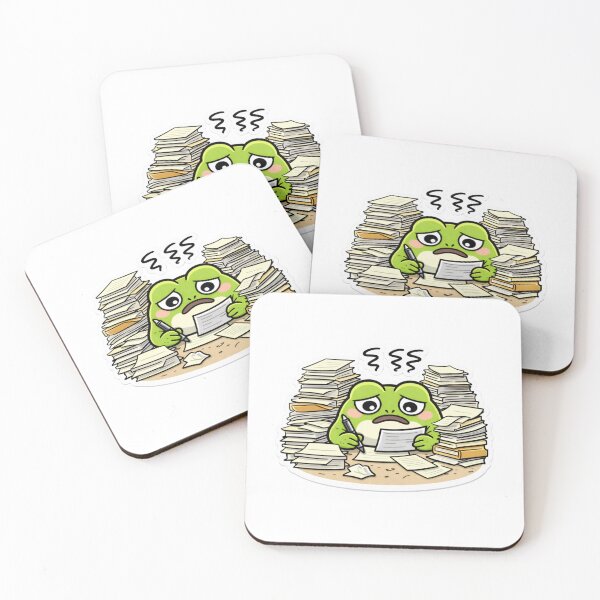 Item preview, Relatable Burnout Frog Sticker – Minimal Frog buried under paperwork stress designed and sold by DownloSpace.