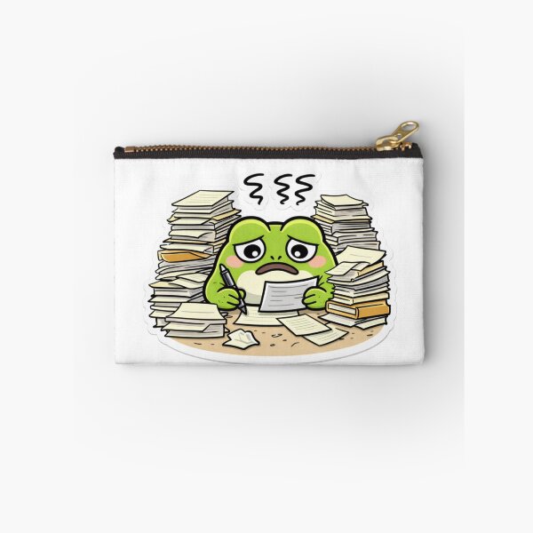 Item preview, Relatable Burnout Frog Sticker – Minimal Frog buried under paperwork stress designed and sold by DownloSpace.