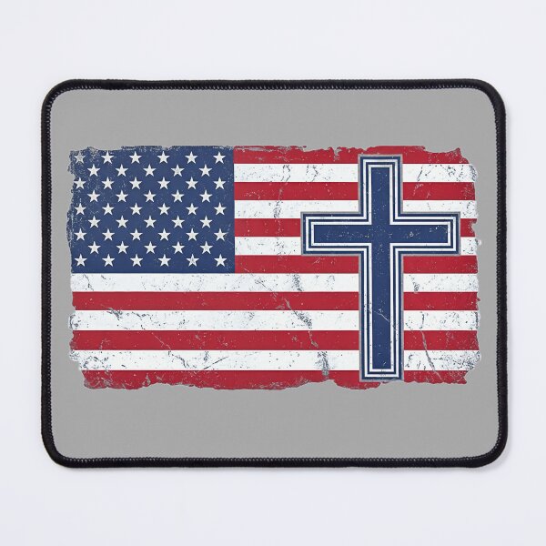 Item preview, American Flag with a Christian Cross designed and sold by Praytastic.