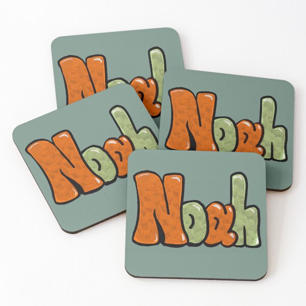 Item preview, Noah name vintage orange and sage green graffiti calligraphy Top 10 best personalized gifts for boys and men named Noah designed and sold by Artonmytee.