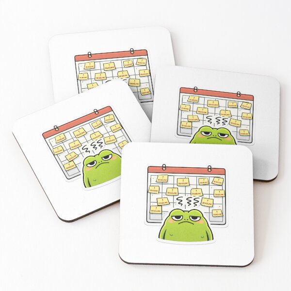Item preview, Relatable Burnout Frog Sticker – Minimal Stressed frog with looming deadlines designed and sold by DownloSpace.