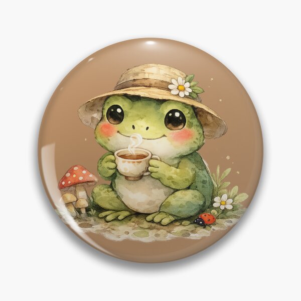 Item preview, Cozy Frog Tea Time – Cute Watercolor Frog Cottagecore Illustration designed and sold by Nusha Creations.