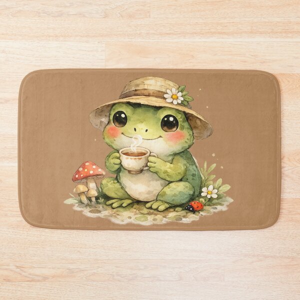 Item preview, Cozy Frog Tea Time – Cute Watercolor Frog Cottagecore Illustration designed and sold by StickyDelights.