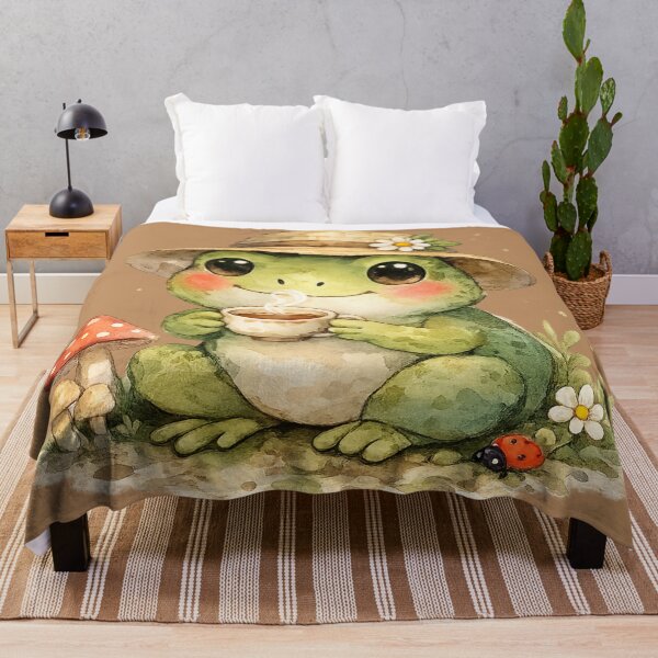 Item preview, Cozy Frog Tea Time – Cute Watercolor Frog Cottagecore Illustration designed and sold by StickyDelights.