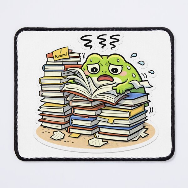 Item preview, Relatable Burnout Frog Sticker – Minimal Frog In Panic Over Exams designed and sold by DownloSpace.