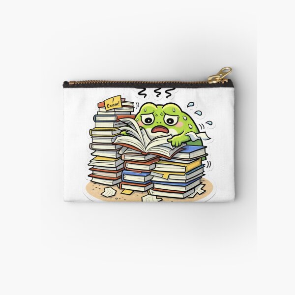 Item preview, Relatable Burnout Frog Sticker – Minimal Frog In Panic Over Exams designed and sold by DownloSpace.