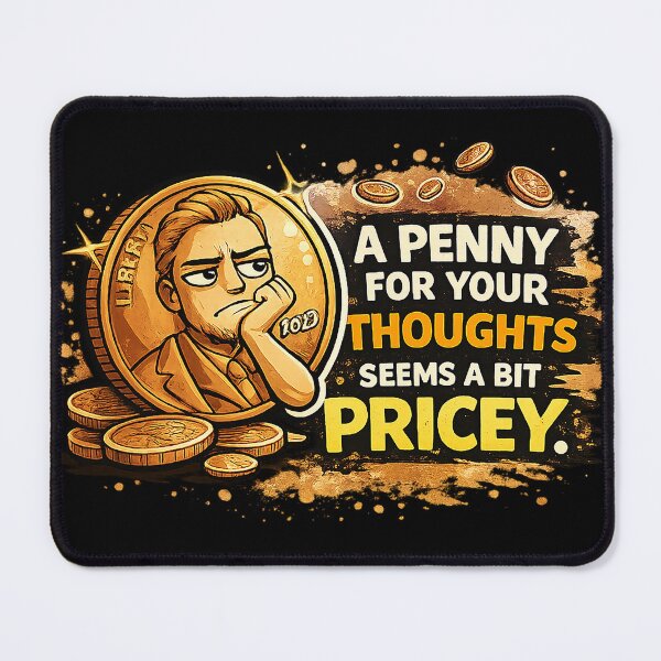Item preview, A Penny for Your Thoughts Seems a Bit Pricey – Funny Sarcastic Humor Design designed and sold by The Bearded Embroiderer.