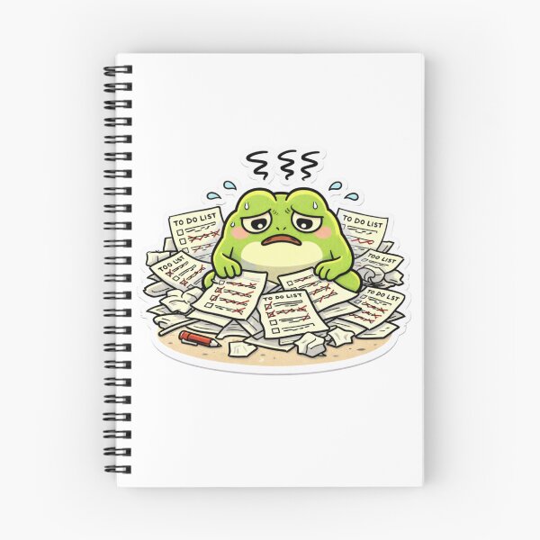 Item preview, Relatable Burnout Frog Sticker – Minimal Frog Overwhelmed By To-Do Lists designed and sold by DownloSpace.
