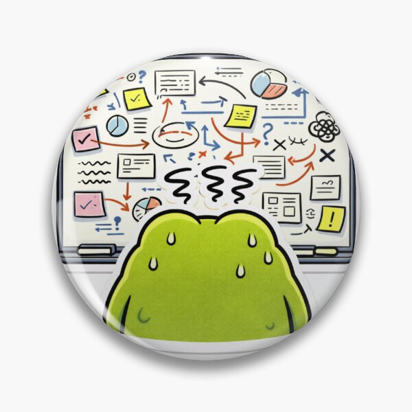 Item preview, Relatable Burnout Frog Sticker – Minimal Frog Puzzled By Chaotic Whiteboard designed and sold by DownloSpace.
