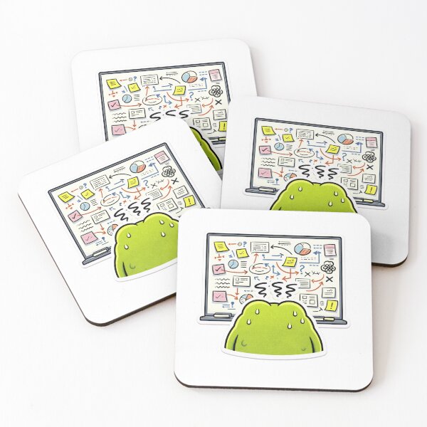 Item preview, Relatable Burnout Frog Sticker – Minimal Frog Puzzled By Chaotic Whiteboard designed and sold by DownloSpace.
