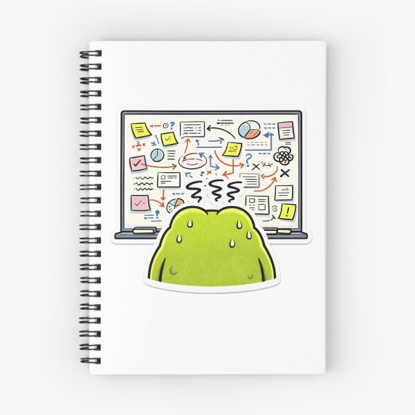 Item preview, Relatable Burnout Frog Sticker – Minimal Frog Puzzled By Chaotic Whiteboard designed and sold by DownloSpace.