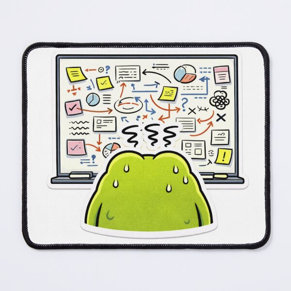Item preview, Relatable Burnout Frog Sticker – Minimal Frog Puzzled By Chaotic Whiteboard designed and sold by DownloSpace.
