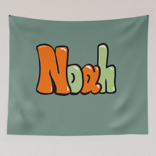 Item preview, Noah name in orange and sage green graffiti calligraphy Top 10 best personalized gifts for boys and men named Noah designed and sold by Artonmytee.