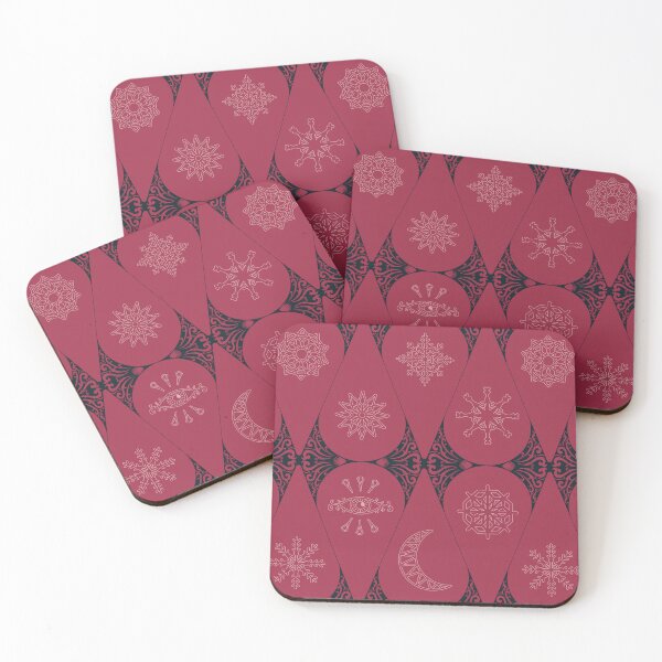 Item preview, Retro Nouveau Mystic Tiles - stained glass geometric - Raspberry Rose designed and sold by Elodie-Motifs.