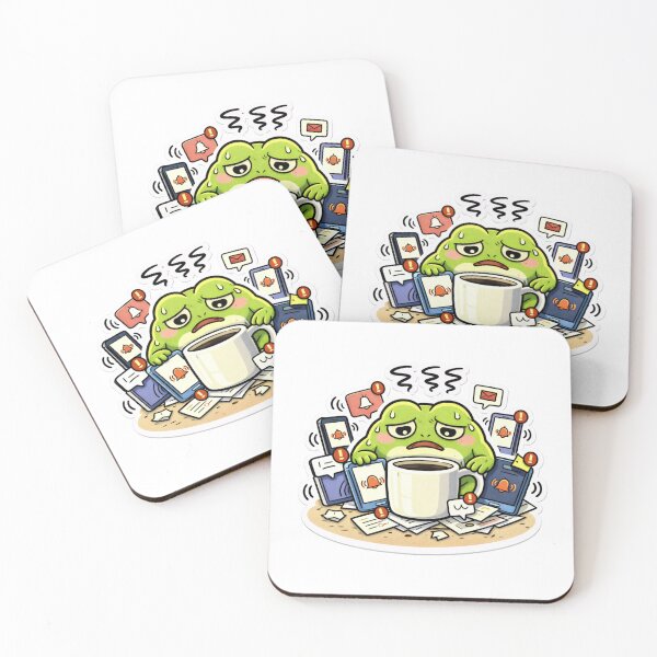 Item preview, Relatable Burnout Frog Sticker – Minimal Stressed Frog Overwhelmed By Notifications designed and sold by DownloSpace.