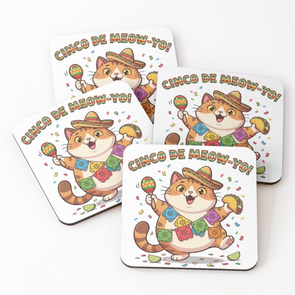 Item preview, Funny Cinco De Meow-Yo Cat Fiesta - Taco & Sombrero Pun designed and sold by KERK Art and Design.