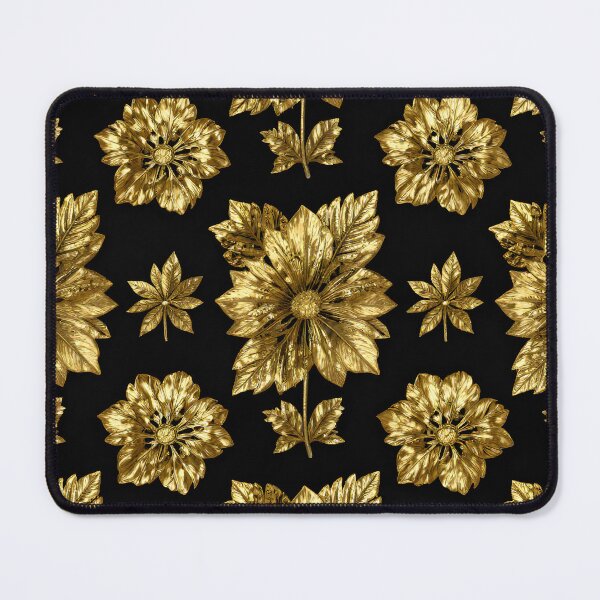 Item preview, Luxury Gold Floral Pattern on Black Background designed and sold by Print culturee.